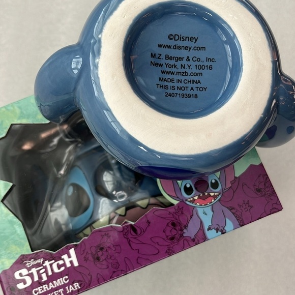 🆕 Disney Stitch Ceramic Trinket Jar with Lid Blue - Picture 8 of 12
